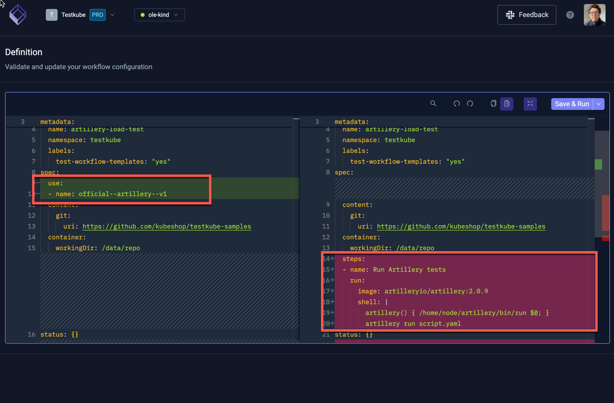 Test Workflow editor in fullscreen with inline diff